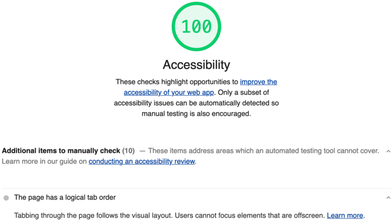 Web.dev metrics: category Accessibility
